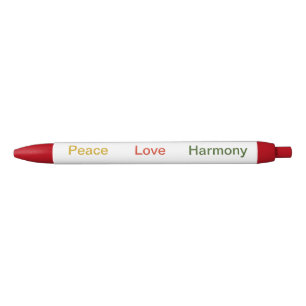 Stylo Noir Peace Love Harmony or rouge vert