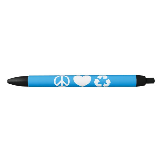 Stylo Noir Peace Love Recycle (Devant)