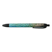 Stylo Noir Peacock Plumes I Colorful Abstrait Nature Design (Bas)