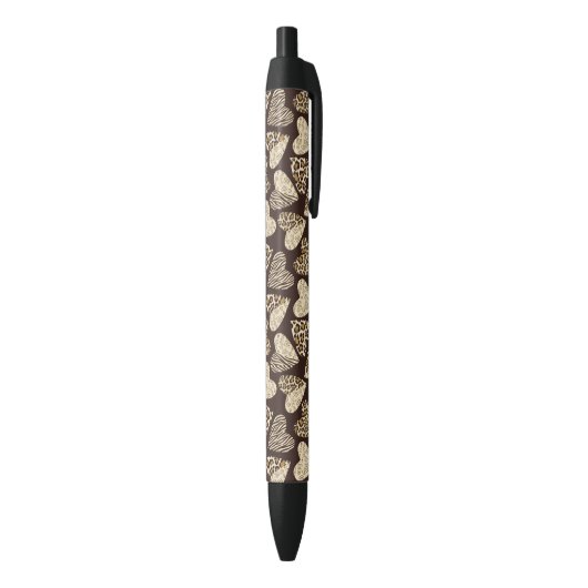 Stylo Noir Peau d'animal avec des coeurs (Bas (Vertical))