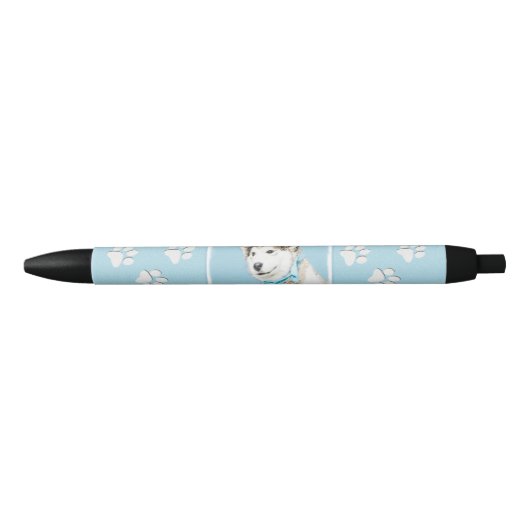 Stylo Noir Peinture Sibérienne Husky Puppy - Art Chien origin (Devant)