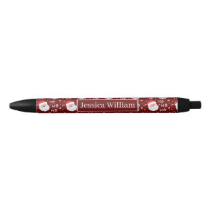 Stylo Noir Père Noël Face Christmas Ho Ho Motif et Joyeux Chr