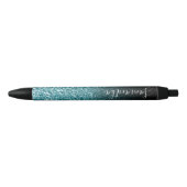 Stylo Noir Personalized Black Ombre Faux Teal Glitter (Devant)