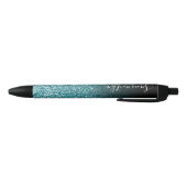 Stylo Noir Personalized Black Ombre Faux Teal Glitter (Bas)