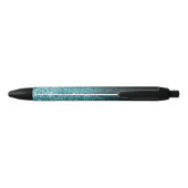 Stylo Noir Personalized Black Ombre Faux Teal Glitter (Dos)