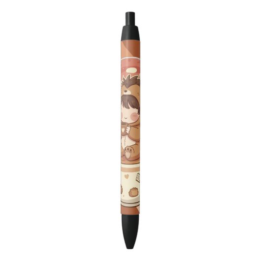 Stylo Noir Personalized Kawaii Hedgehog Ink Pen (devant Vertical)