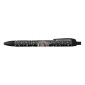 Stylo Noir Personalized Photo with Pearls Circle on Black (Haut)