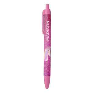 Stylo Noir Personnalisation de Rainbow Unicorn Pink Parties s