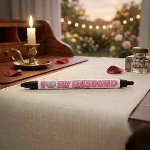 Stylo Noir Personnalisé J'aime mon mari – Ajouter une photo d