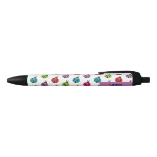Stylo Noir Personnalisé Ladybug coloré