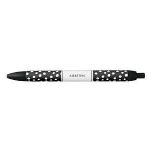 Stylo Noir Personnalisé Points Blancs Noirs Scandi Moderne