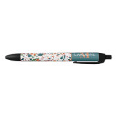 Stylo Noir Personnalisé Turquoise Bleu Vert Orange Terrazzo A (Bas)
