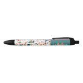 Stylo Noir Personnalisé Turquoise Bleu Vert Orange Terrazzo A (Haut)