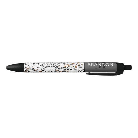 Stylo Noir Personnalisé Turquoise gris Brown noir Terrazzo Ar (Bas)