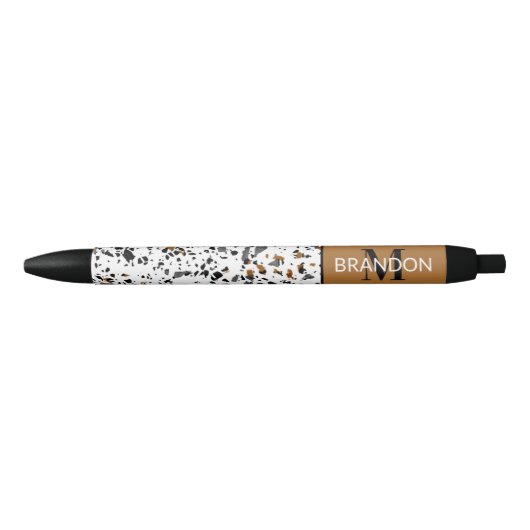 Stylo Noir Personnalisé Turquoise gris Brown noir Terrazzo Ar (Devant)