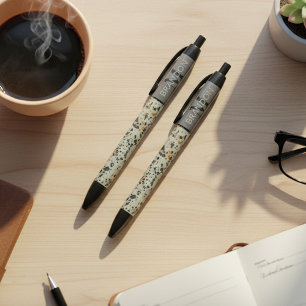 Stylo Noir Personnalisé Turquoise gris Brown noir Terrazzo Ar