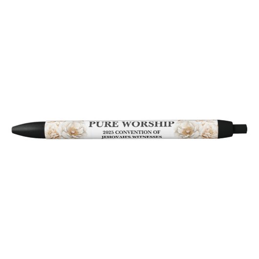 Stylo Noir Personnalisée Pure Worship 2025 Convention JW (Devant)