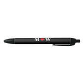 Stylo Noir Personnaliser Deux initiales A Loves B coeur rouge (Bas)