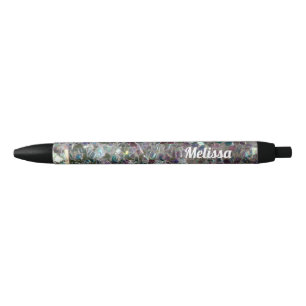 Stylo Noir Personnaliser Mosaïque argentée colorée