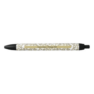 Stylo Noir Personnalisez 70e cadeau d'anniversaire Gold/White