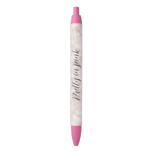 Stylo Noir Pétales de rose rose blush or floral