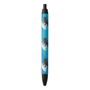 Stylo Noir Petit ours d'ours sur bleu