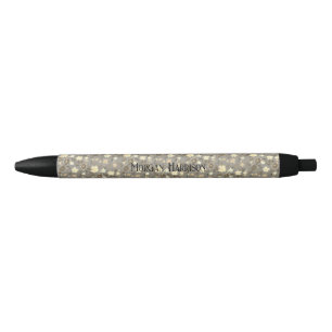 Stylo Noir petites fleurs