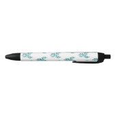 Stylo Noir Phoenix bleu se lève sur blanc (Bas)
