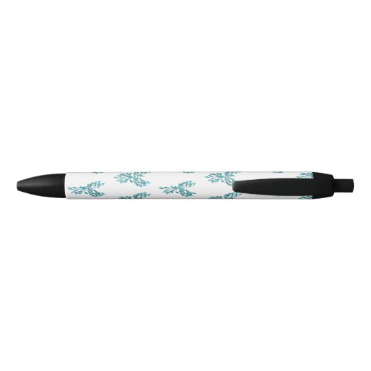 Stylo Noir Phoenix bleu se lève sur blanc (Dos)