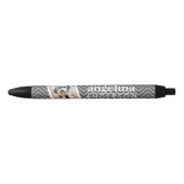 Stylo Noir Photo avec Modern Chevron Pattern and Custom Nom (Devant)