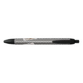 Stylo Noir Photo avec Modern Chevron Pattern and Custom Nom (Dos)