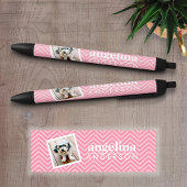 Stylo Noir Photo avec Modern Chevron Pattern and Custom Nom