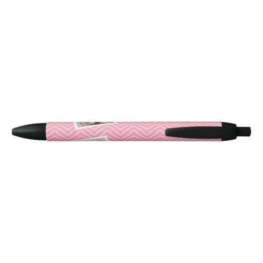 Stylo Noir Photo avec Modern Chevron Pattern and Custom Nom (Dos)