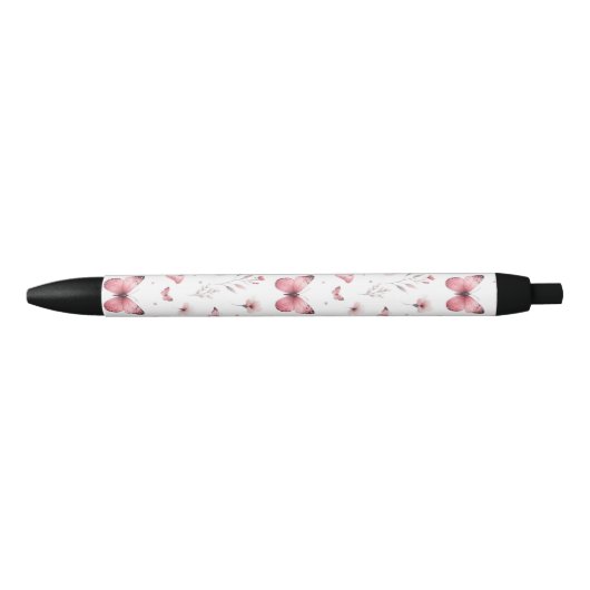 Stylo Noir Pink Butterflies  (Devant)