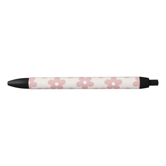 Stylo Noir Pink Cream Daisy Flowers Retro Pattern (Devant)