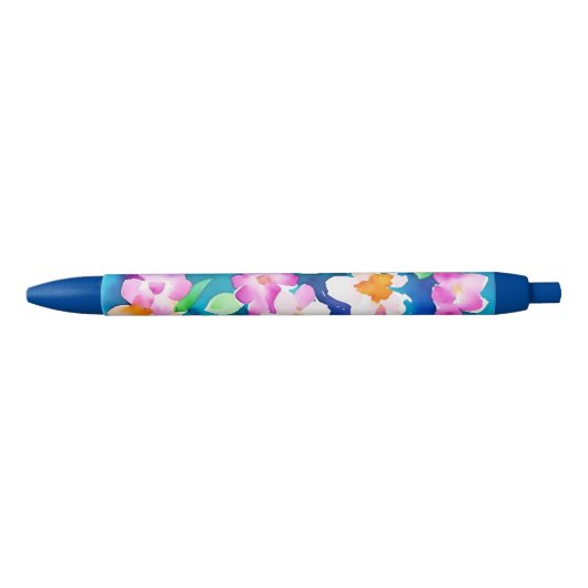 Stylo Noir Pink et joli motif floral (Devant)