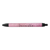 Stylo Noir Pink Glitzy Sparkle personnalisé (Devant)