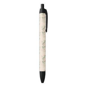 Stylo Noir Pink Green Retro Y2K les années 70 Fleur Motif