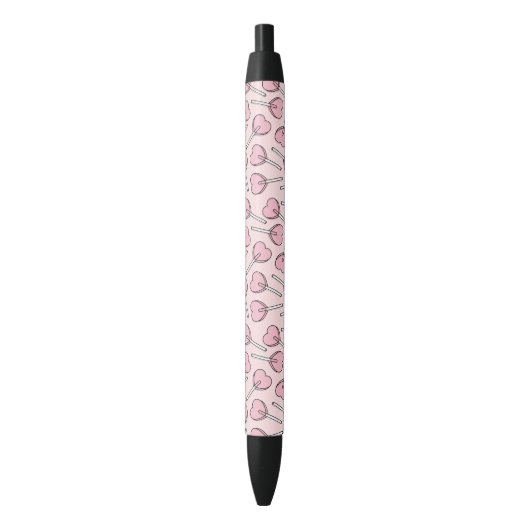 Stylo Noir Pink Lollipops, Heart Lollipops, Lollipop Pattern (devant Vertical)