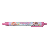 Stylo Noir Pink Purple Glitter Mermaids Add Name (Bas)