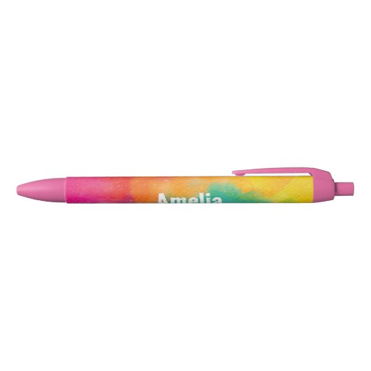 Stylo Noir Pink Rainbow Custom Name Pen (Haut)