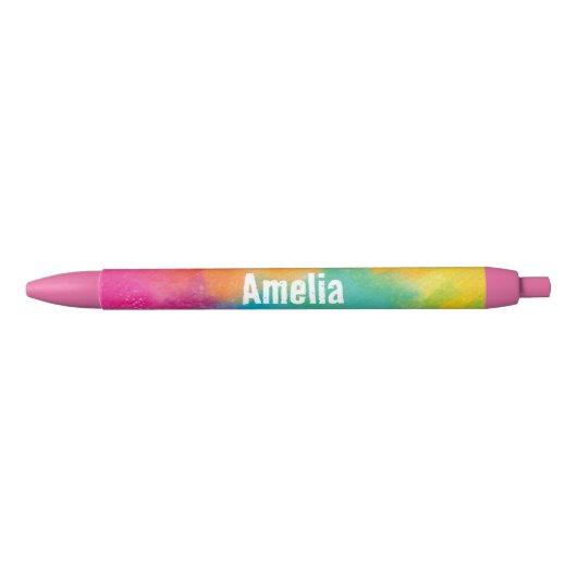 Stylo Noir Pink Rainbow Custom Name Pen (Devant)