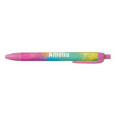 Stylo Noir Pink Rainbow Custom Name Pen (Bas)