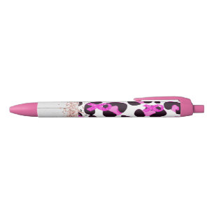 Stylo Noir Pink Ribbon Cancer du sein Sensibilisation Vache I