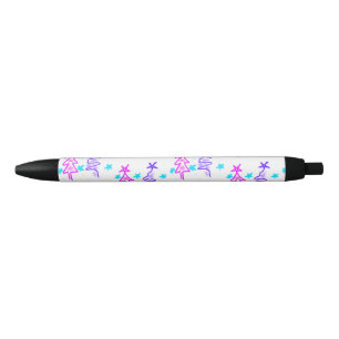 Stylo Noir Pink violet doodé noël arbre étoiles vacances pa