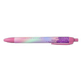 Stylo Noir Pink violet gouttes nom monogramme personnalisé (Bas)