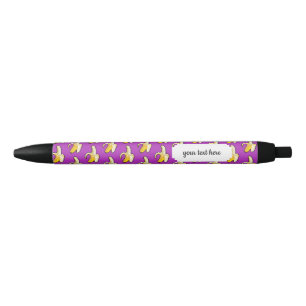 Stylo Noir Pixel Art Prêt À Manger Motif Banane Jaune