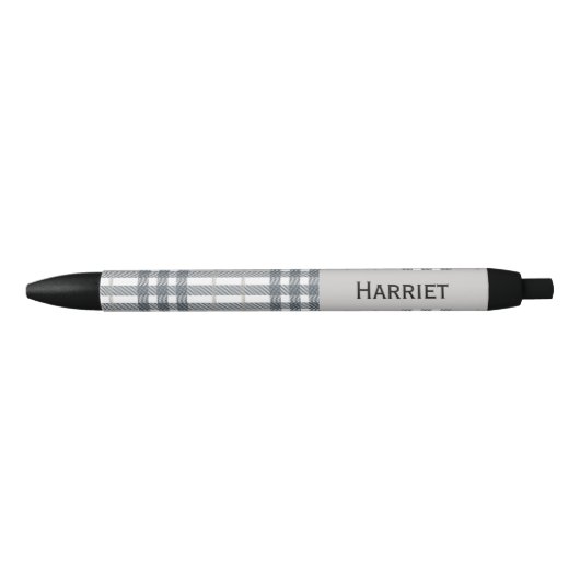 Stylo Noir Plaid Beige Highland Nom personnalisé (Devant)