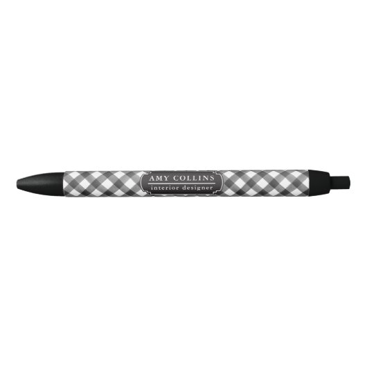 Stylo Noir Plaid de contrôle de Buffalo noir et blanc (Devant)