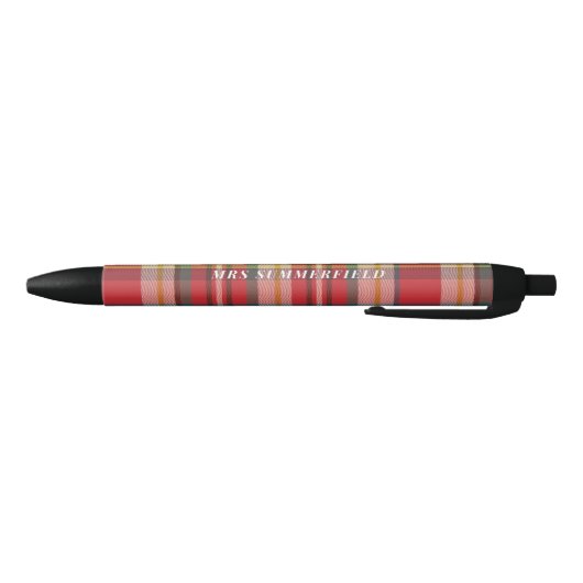 Stylo Noir Plaid Rustic Enseignant Élégant (Bas)